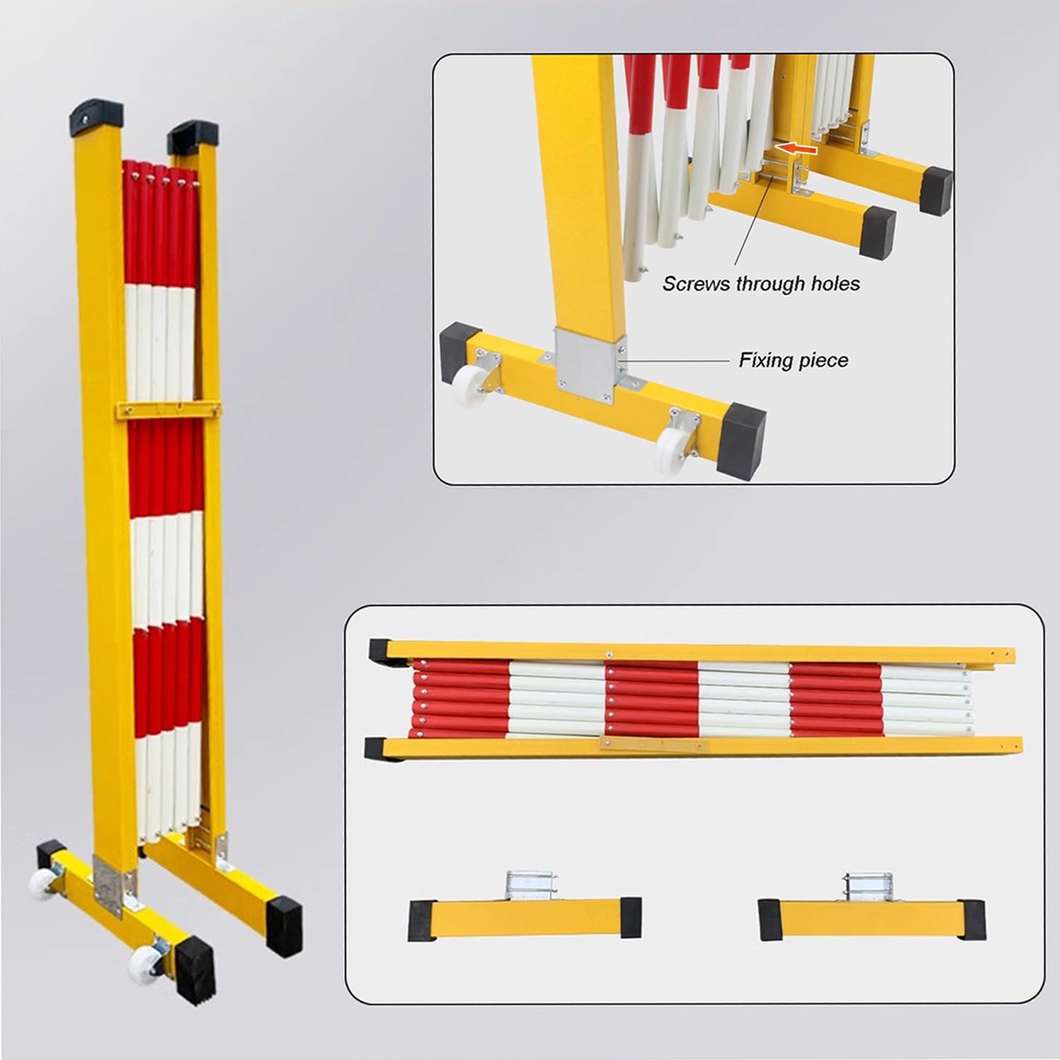 Barricada de tráfico expandible - Barrera de seguridad metálica plegable portátil para seguridad vial, control de multitudes, gestión temporal del tráfico, limitación del acceso peatonal, us