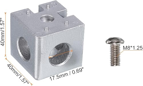 Miniatura 2 de uxcell 1 Unidades 1.575x1.575x1.575 in 3-Way Corner Bracket Cube, bloque de aleación de aluminio para perfil de extrusión de aluminio serie 3030 con