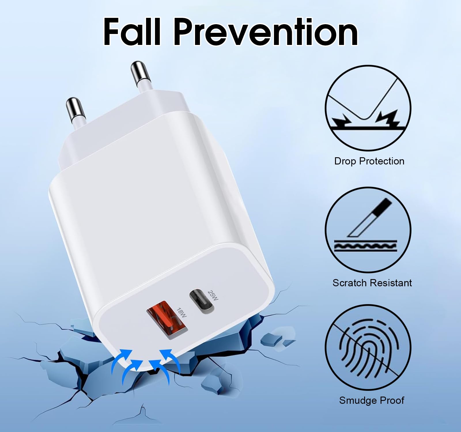 25W Caricatore per iPhone 16e 15 Sasung Galaxy A55 5G/A56 5G 36 5G A26 5G A16 A35 A25 A54 A15
