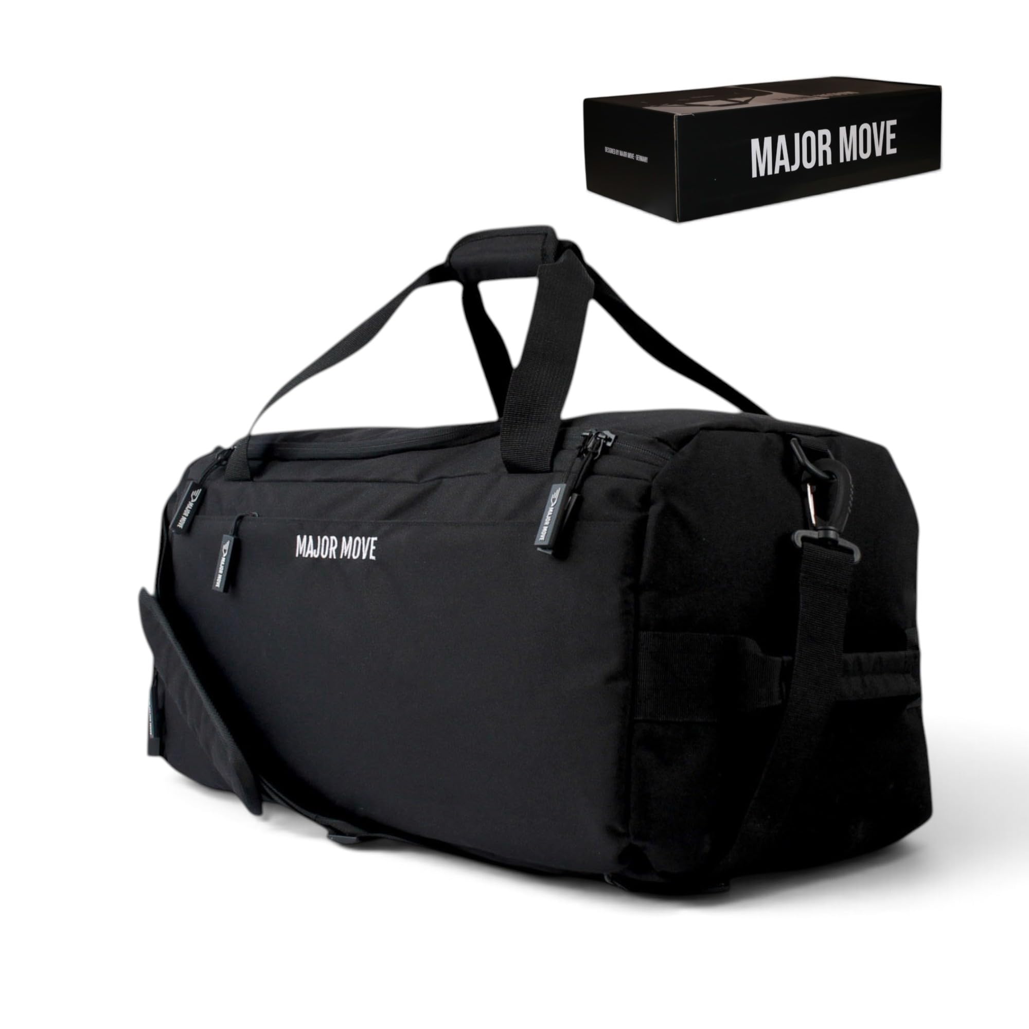 Major Move Sporttasche mit vertikalem Schuhfach, Nassfach, Rucksackfunktion | 41 L Trainingstasche mit Top-Zugang zum Schuhfach, Trennwand, 4 Tragearten, Koffer-Sleeve, formstabil und wasserabweisend