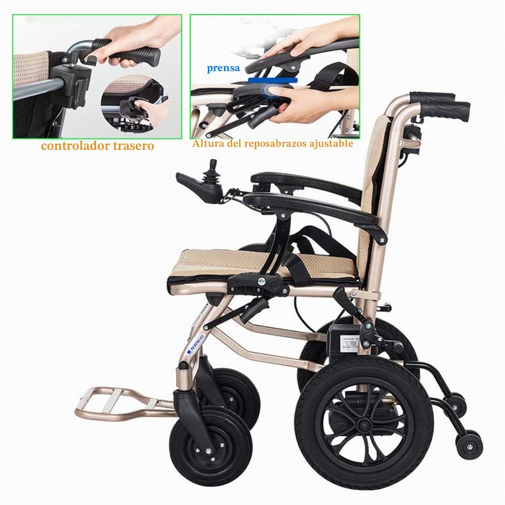 Silla 14Kg Ligera Lntelligent Plegable Llevar Sillas De Ruedas Eléctricas Para Adultos, Potencia Para Discapacitados Con Joystick, Silla De Ruedas Eléctrica De Doble Función Para Trabajo Pesado, Eléc