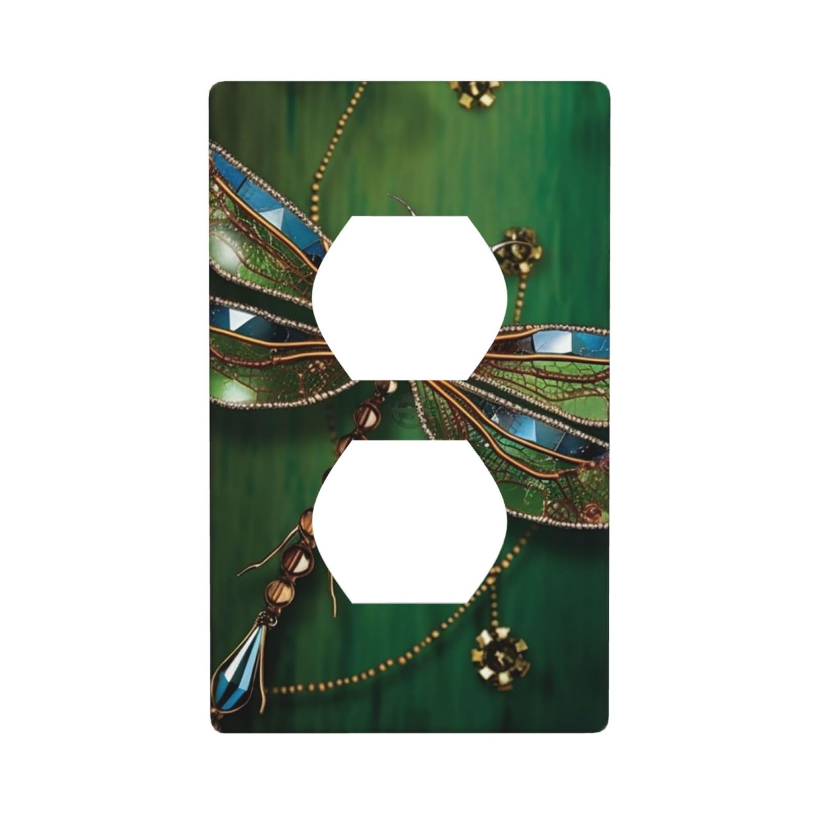 Jewel dragonfly Wall Plate, Duplex Outlet Cover 1-Gang Decorative Light Switch Covers, Unbreakable Polycarbonate Faceplates Electrical Receptacle Plug Covers, Screws Included