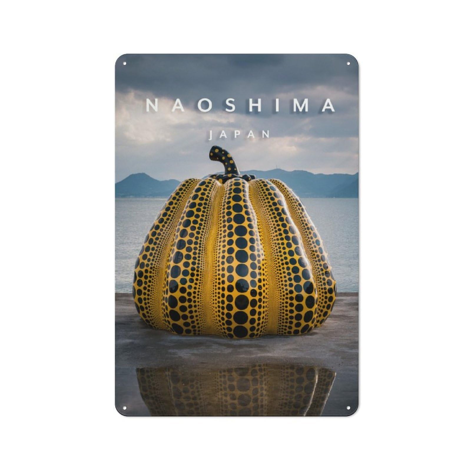 Junmoney Naoshima Pumpkin Tin Wall Plaque 30X20cm With For Hobby Room Or Studio, For Updating Hobby Room And Studio After Moving