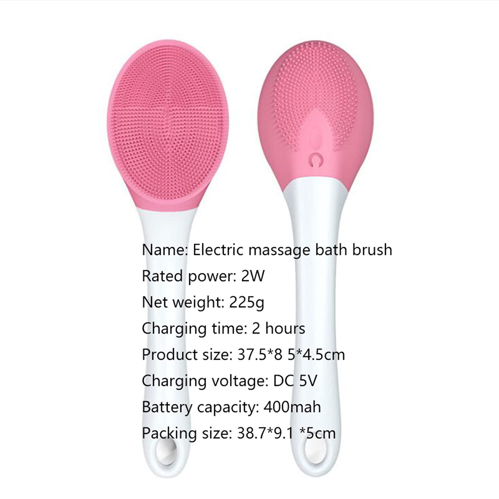 Cepillo de Ducha Masaje eléctrico Cepillo Corporal Frote la Espalda Mango Largo Masaje automático y limpie la Espalda Cepillo de Ducha (Rosa) Cepillo Corporal de baño