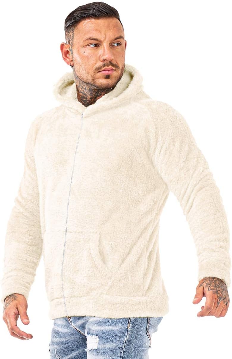 GINGTTO Men's Fuzzy Sherpa Sweatshirt Fashion Pullover Fleece Hoodies