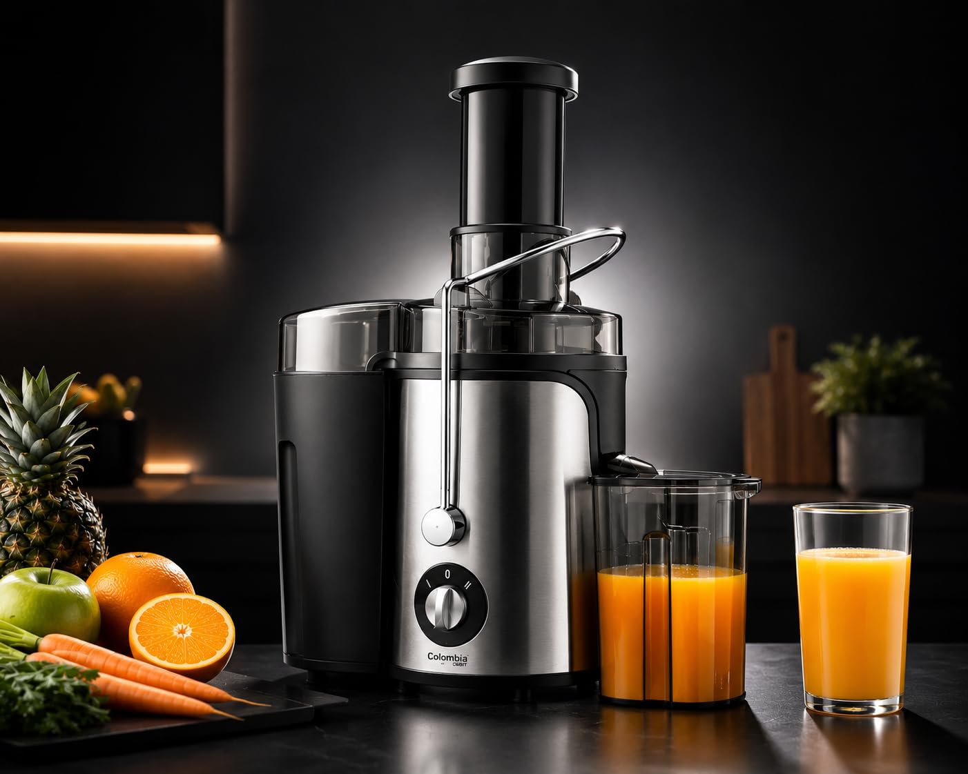 Exprimidor Eléctrico de Frutas y Verduras Licuadora Extractora de Jugos Centrífuga para Frutas Juicer 2 Velocidades Contenedor de Pulpa 1.2L Fácil limpieza Extractor de Jugos 400W Acero Inoxidable