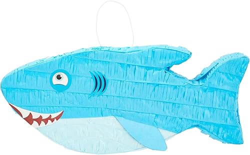 Miniatura 8 de BLUE PANDA Piñata de tiburón, piñata de pez con temática oceánica, decoraciones de cumpleaños de tiburón, decoración de fiesta bajo el mar (pequeña,