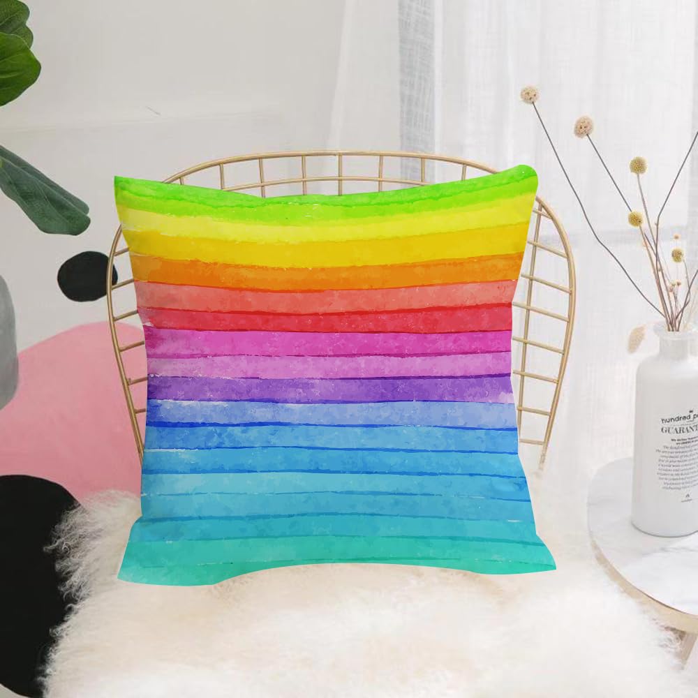 Hyosxw Striped Hand Drawn Watercolor Background. Br - A9 Cushion Cover,Throw Pillow Case Home Decorative For Living Room Bedroom Sofa Chair 18X18 Inch,Striped Hand Drawn Watercolor Background. Bright Colors. Watercolor Sition For,Pillowcase 45X45cm