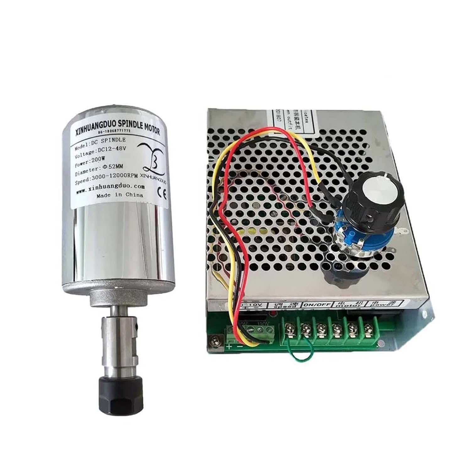 Air Cooled 0.2kw spindleMotor Kit ER11 200W Spindle Motor + Power Supply Speed Governor for Engraving(Package 6)
