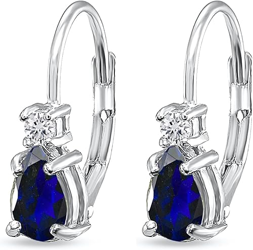 Miniatura 5 de Sterling Silver Earrings for Women, Birthstone Earrings, Genuine or Synthetic Gemstone Earrings, Leverback Earrings, Teardrop Earrings, Huggie