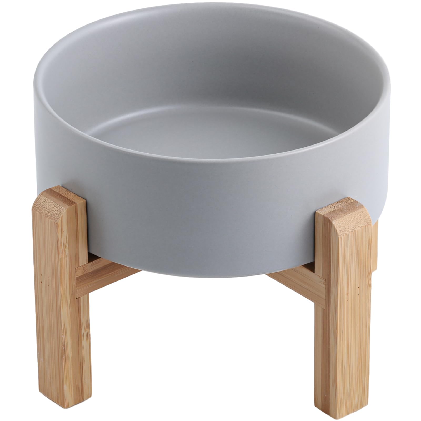 Keramik-Hundenapf für mittelgroße und große Rassen, Hundefutter, Wassernapf mit Ständer, 15,2 cm, rutschfest, schwer, 3,6 Tassen, Grau
