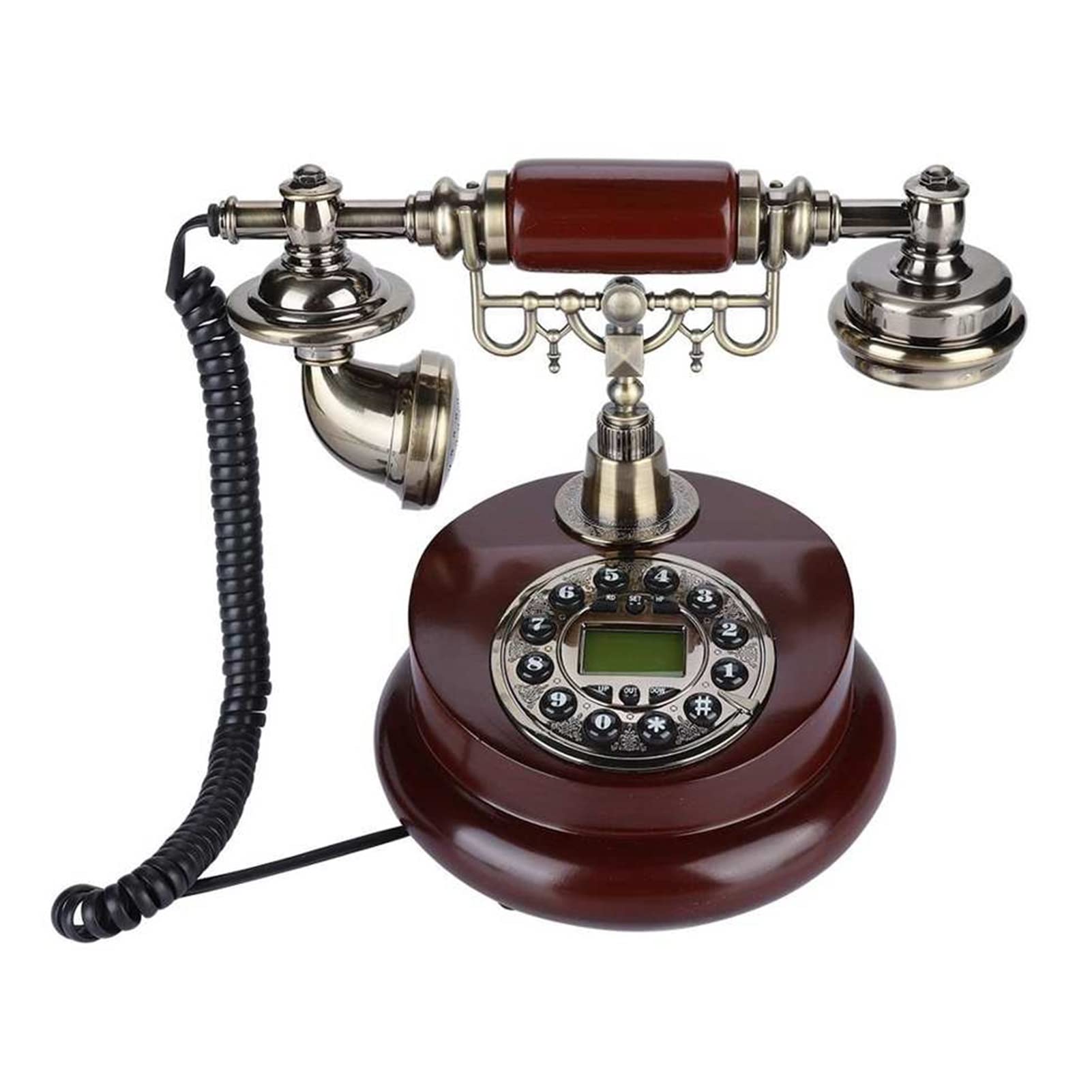 Różowy telefon retro dla seniorów Klasyczny zabytkowy telefon stacjonarny z obrotową tarczą i zestawem głośnomówiącym do domu/biura/hotelu Antyczne telefony