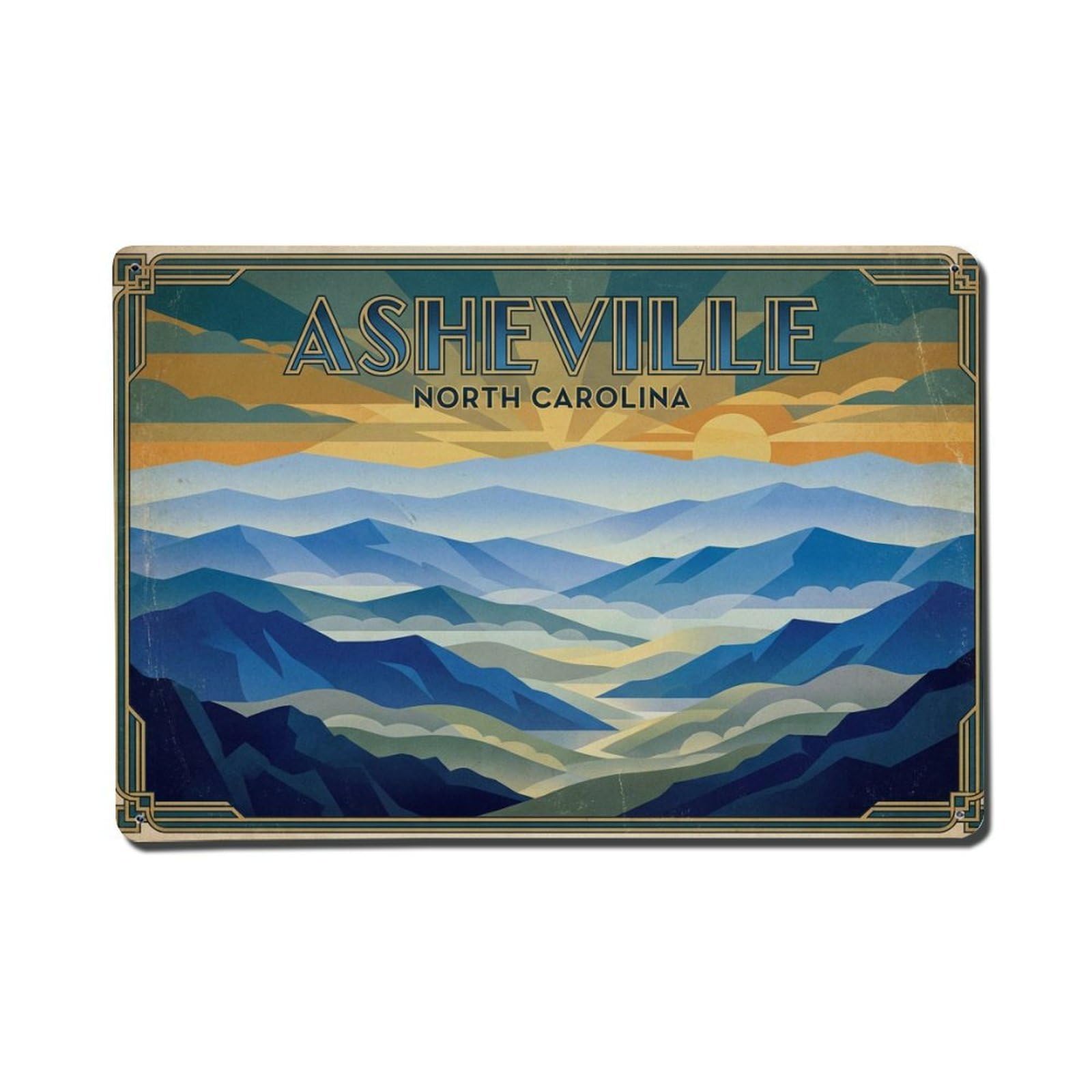 Xanthor Style Vintage Travel Usa Asheville Metal Tin Sign