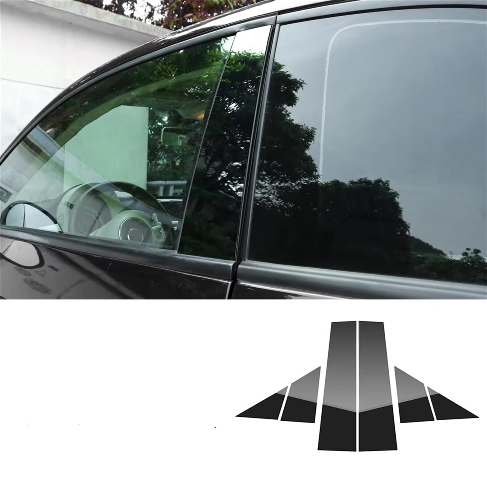 Car Interni Striscia Protettiva Accessori Adesivo Lucido Montante B Per Fiat Per 500 08-23 Per Abarth Per 595 595 2012-2023 Auto interni Cover Trim(Glossy Black)