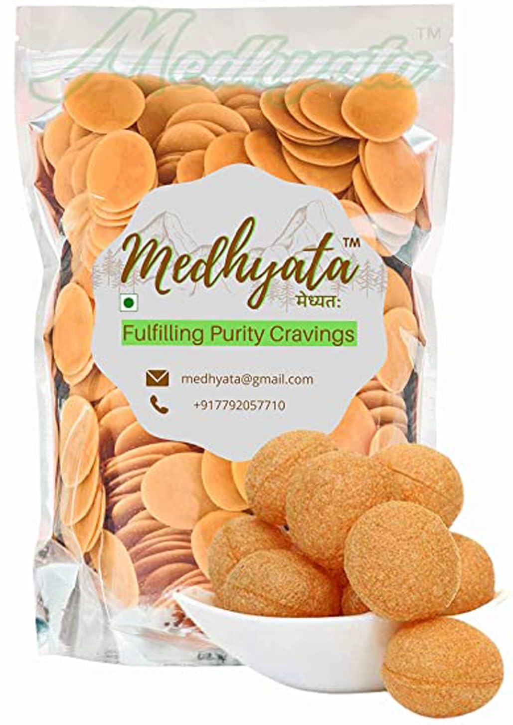 Medhyata Ready to Fry Dry GOL Gappa, Pani Puri(Patashe), Premium Papad Fryums - 1Kg (400+ Pieces) 100% Whole Wheat Puris-image-17