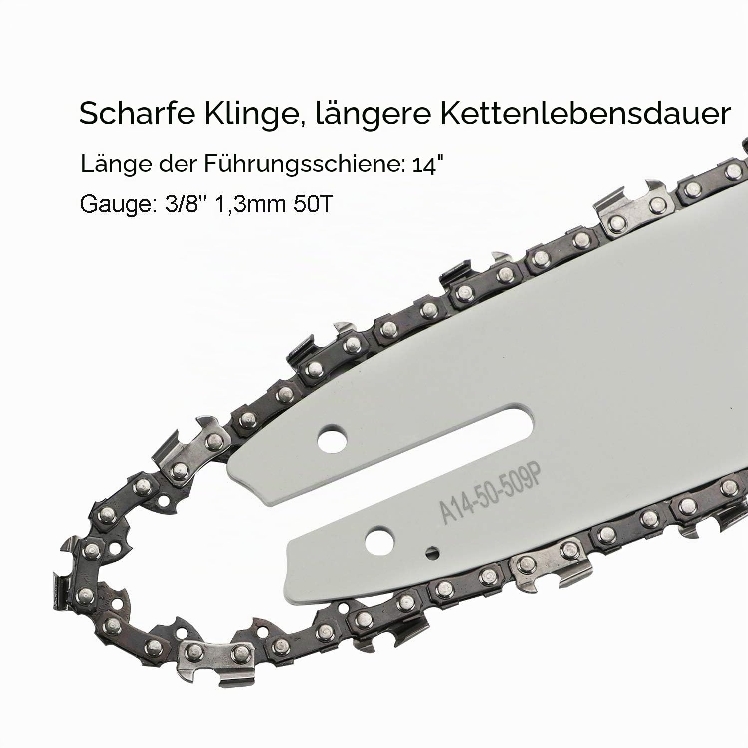 4 Stück 35 cm Sägeketten mit 14 Zoll Kettensägen Schwert – 3/8" Pitch, 50TG, 1,3 mm (0,050") Stärke – Kettensäge Kette für Husqvarna, Stihl, Einhell, Makita, Oregon & mehr