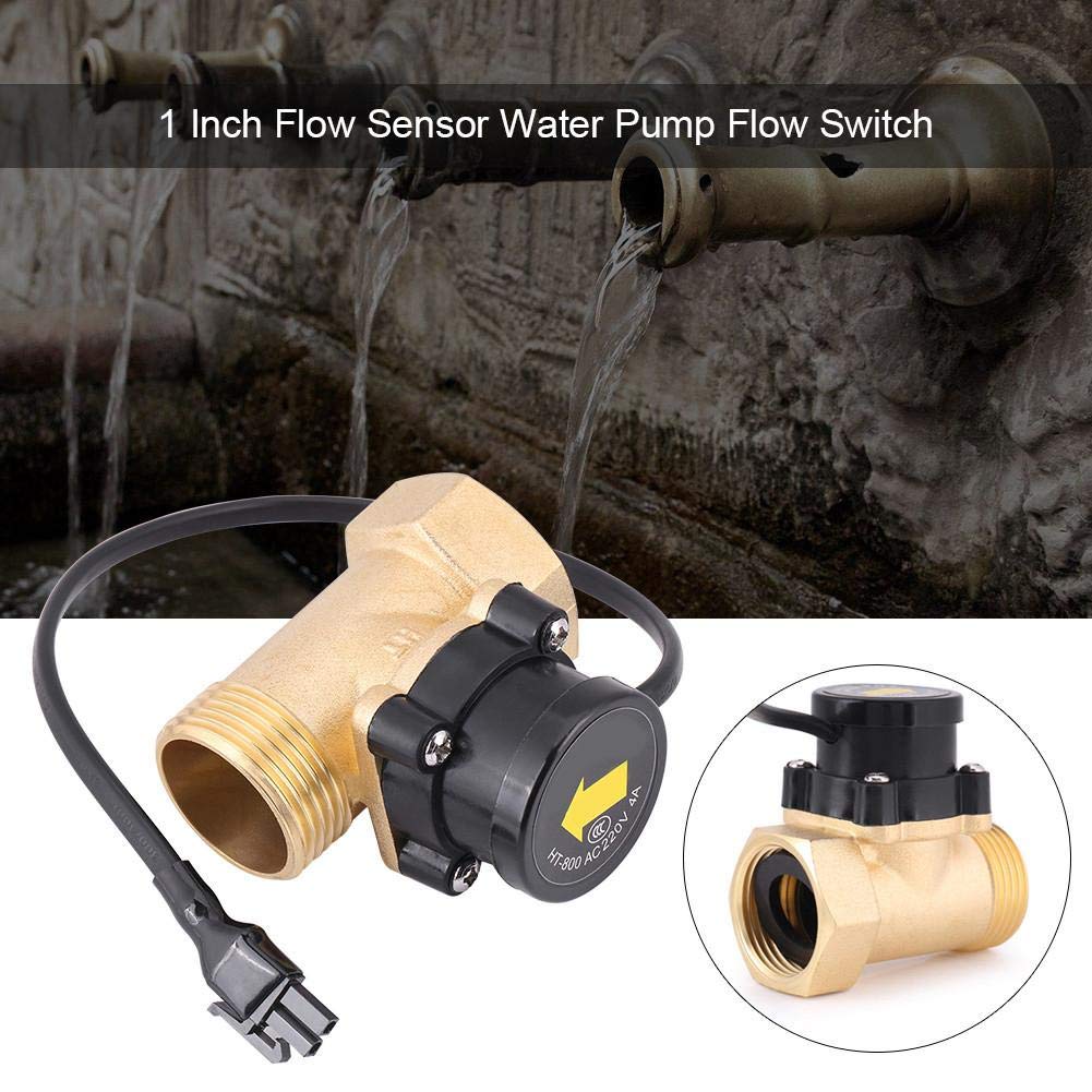 VIFER Commutateur de Capteur de Débit, HT-800 G1 Filetage 220V Interrupteur de Débit d'eau Capteur de Débit de Pompe à Eau Interrupteur de Débit Automatique