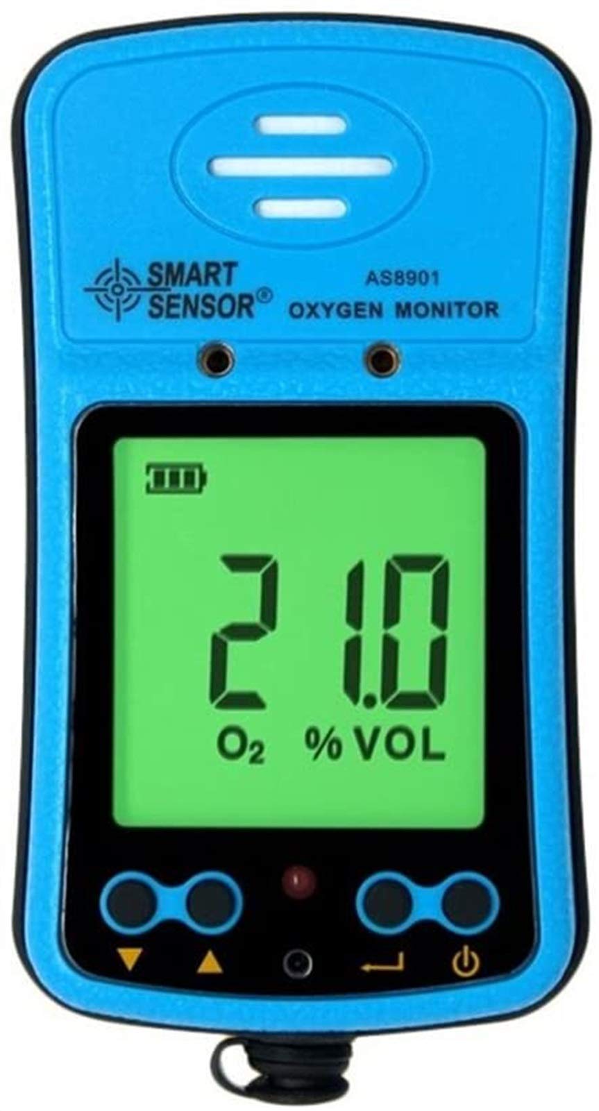 Preciso Gamma di rilevatore di Gas 0-30% O2 Monitoraggio della concentrazione Display LCD Allarme della Luce del Suono con Batteria Li-Thion Ricaricabile Rileva