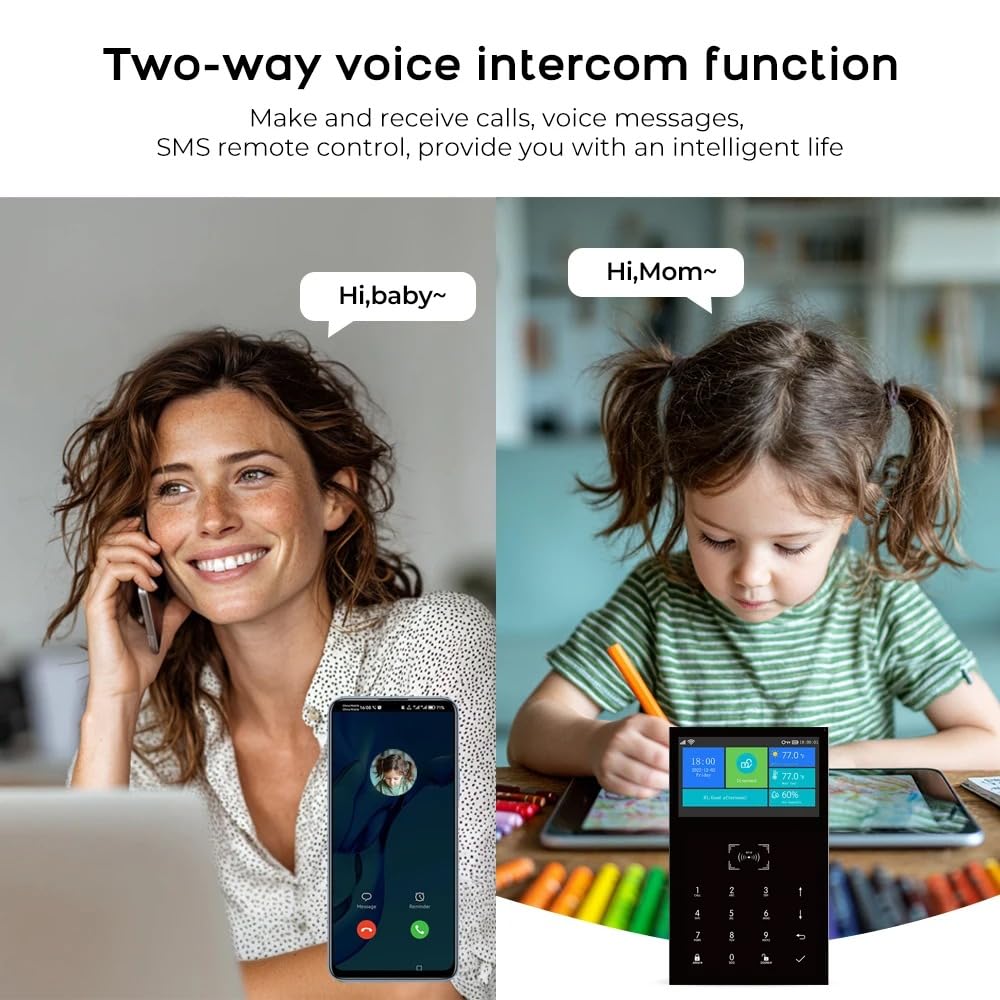 Système d'alarme de sécurité WiFi / GSM 2G sans fil Smart Home avec détecteur de mouvement PIR Capteur de porte et de fenêtre RFlD SOS Tuya Smart Life App Télécommande Prise en charge Alexa (109
