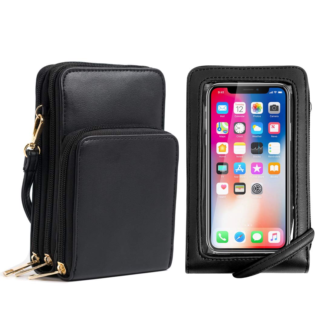 Borivilla Crossbody Cellphone Purse Women Touch Screen Bag RFID Blocking Wallet Handbag Shoulder Strap
