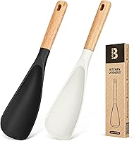 Vista 8 de Cuchara de cocina para utensilios de cocina antiadherentes, ideal para cocinar y servir silicona mate resistente sin BPA, cuchara con mango de Caqui