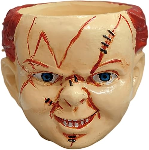 Miniatura 2 de Macetero de película de terror, decoración de Halloween, mini cabeza aterradora, calavera divertida, maceta de zombi, maceteros góticos únicos con