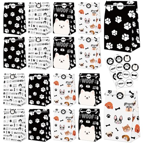 XJLANTTE 20 sacchetti di carta regalo con stampa di zampa di cane, sacchetti di carta con stampa di zampe, per bambini, cuccioli, animali domestici, bomboniere, decorazioni per feste di