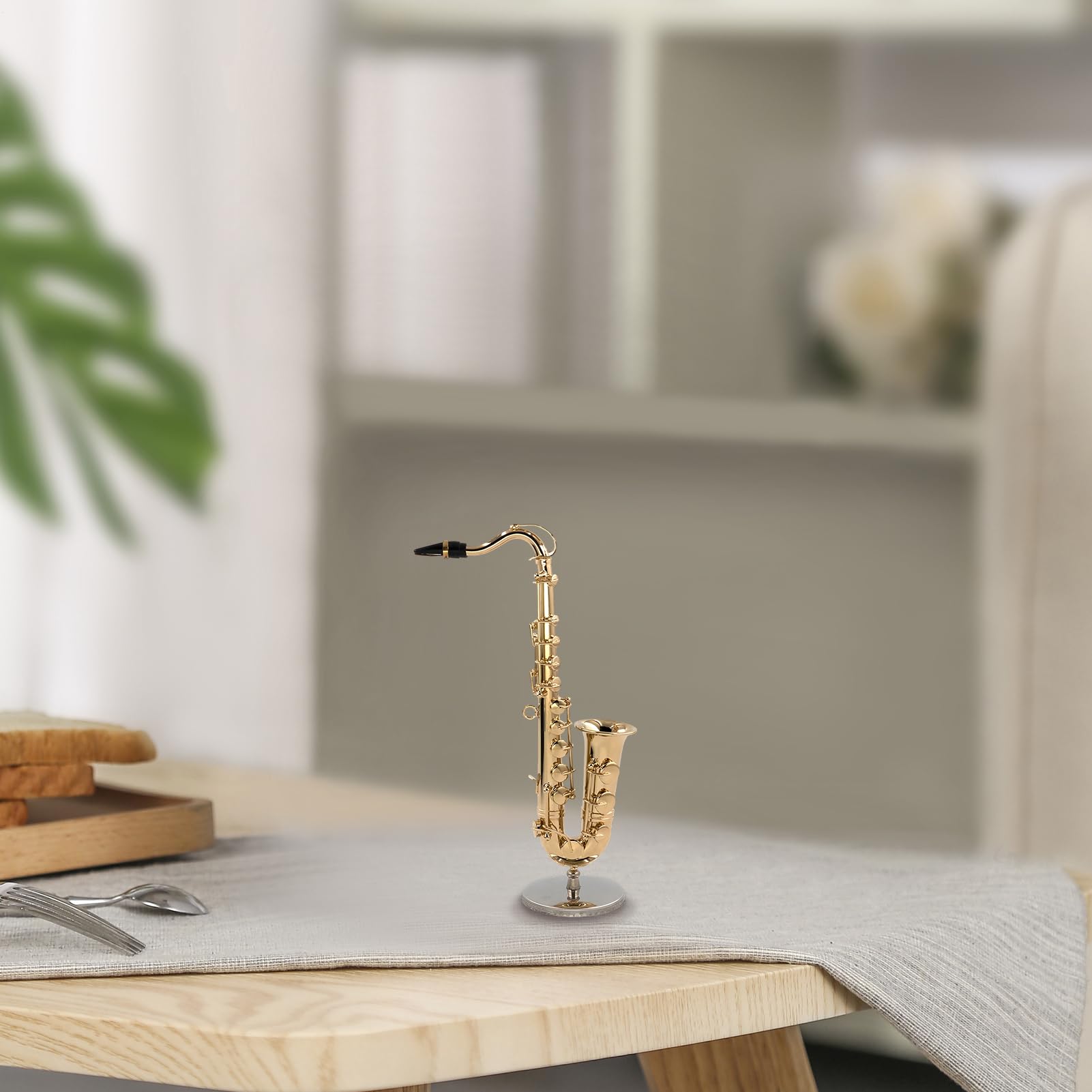 Modèle Sax,Modèle Réduit de Saxophone - Instrument de Musique en Laiton Collectionnable avec Support et Écrin pour Présentation Cadeau Maison de Adulte Enfant Noël | Décoration Maison Accessoire Maiso