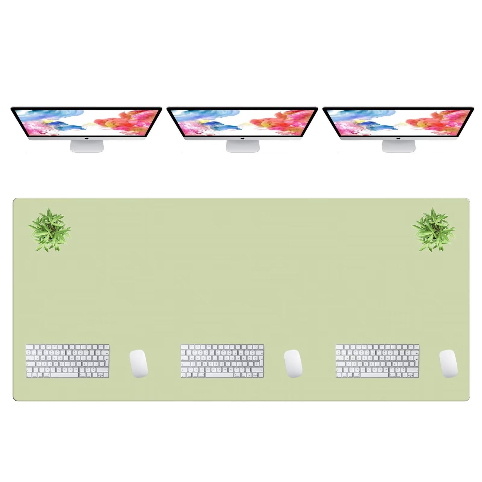 LL-COEUR Extra Large PU Leather Desk Mat Large Mouse Pad XXL Waterproof Table Mat Office Laptop Writing Pad (70.9 x 31.5 inch, Matcha Green)