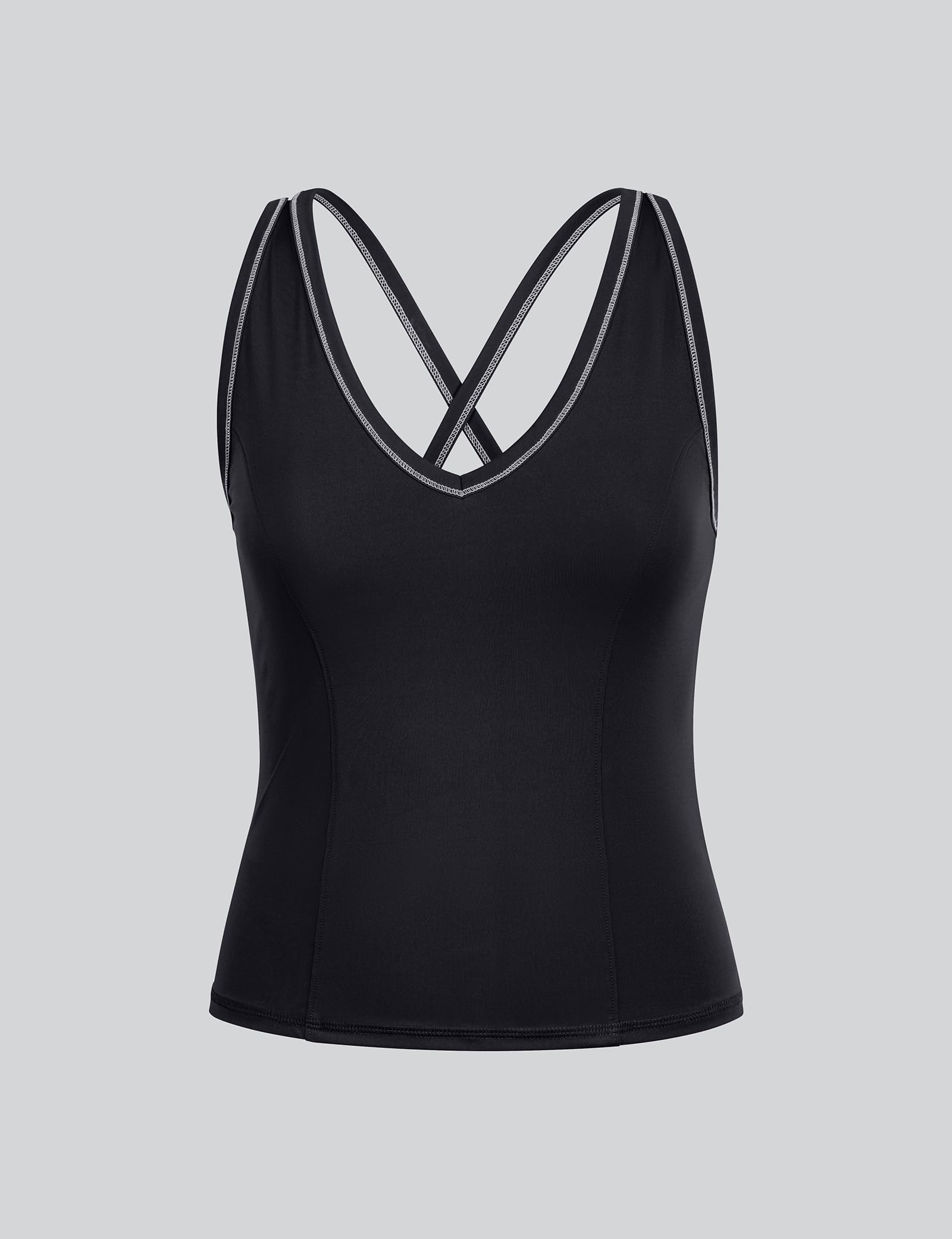 Damska kamizelka aktywna z kontrastowym ściegiem, miękka, elastyczna odzież na siłownię, oddychająca kamizelka do biegania, slim fit, top do jogi na siłownię i do noszenia na co dzień