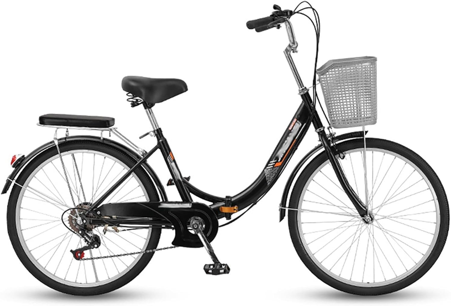 22/24-Zoll-Klapprad für Erwachsene, Männer und Frauen, Vollreifen, Pendeln mit Variabler Geschwindigkeit, Retro-Fahrrad für Studenten,C,24in : 