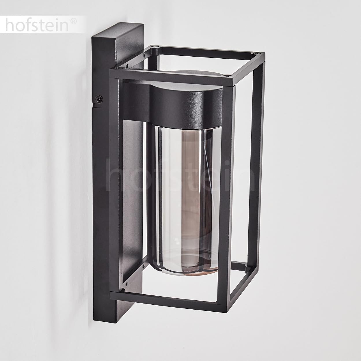 HOFSTEIN Außenwandleuchte Boucinho, Außenwandlampe aus Metall/Glas in Schwarz/Rauch, Wechselglas Klar, Wandleuchte Down außen mit tollem Lichteffekt, E27, IP44, Hof, Außenbereich, Terrasse, Haustüre