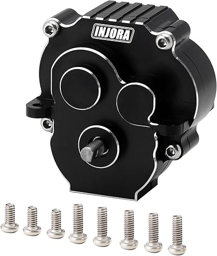 INJORA Caja de cambios de transmisión con engranajes 16.61 piñón CNC transmisión completa de aluminio para TRX4M 118 RC Crawler Upgrade(Negro)