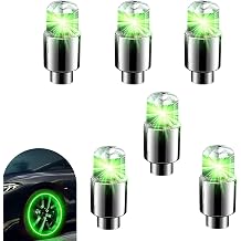 6 PCS LED Valve Stem Lights, Colorful Waterproof Car Wheel Lights, Automotive Tire Decoration Flash Lamp, for Car, SUV, Truck, Motorcycle, Bike Green