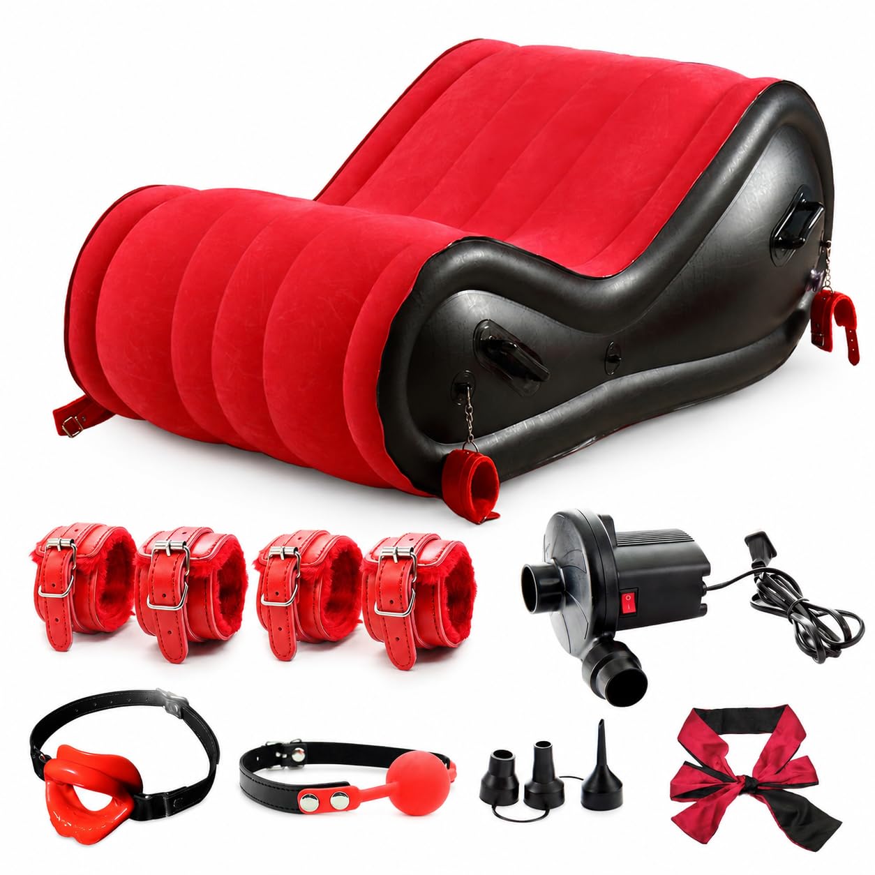 Sofá Tantra Hinchable para Parejas – Diván Erótico BDSM con Kit de Juegos Sensuales, Posiciones Cómodas y Accesorios para Dormitorio Íntimo y Experiencias Románticas