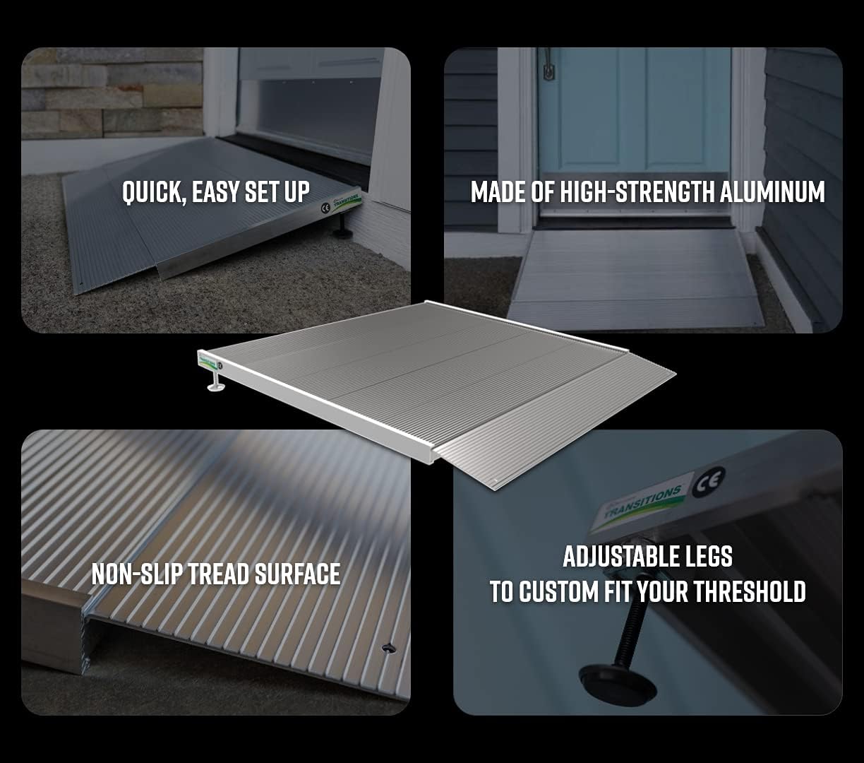 EZ-Access Transitions Aluminum Threshold Ramp with Adjustable Height up to 4-3/8", 24" L x 36" W : Everything Else