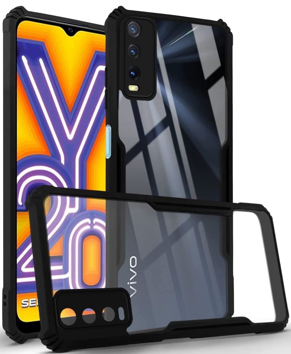 Jkobi Back Cover Case for Vivo Y20 | Y20i (Shockproof with Polycarbonate Clear Panel | Professional Black) (B0C3XGTQPM) Amazon Price History, Amazon Price Tracker