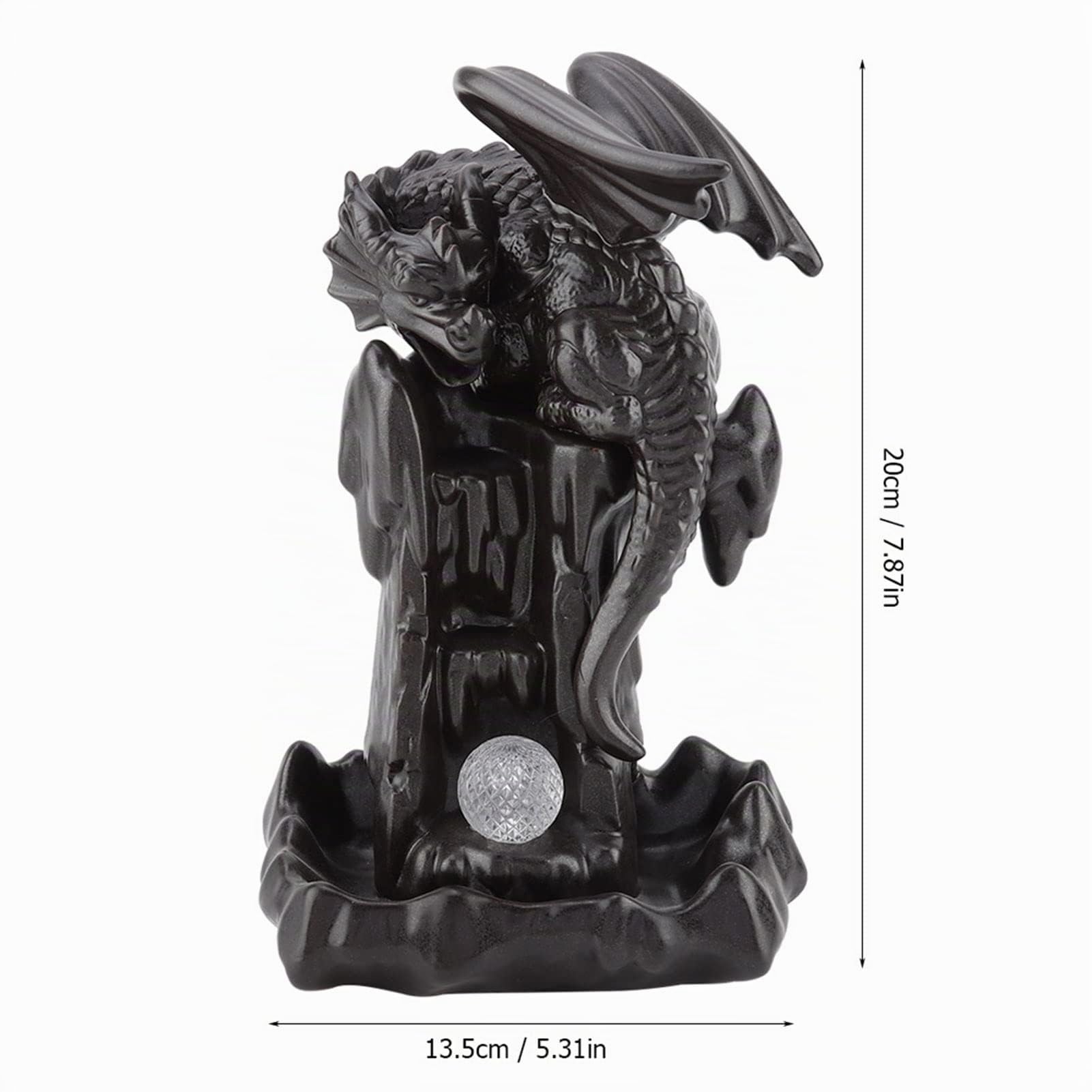 Bruciatore di Incenso a Riflusso di Fumo, Bruciatore di Incenso in Ceramica con 10 Coni di Incenso e LED, Cascata di Riflusso Drago Portaincenso Aromaterapia Decorazioni per la Casa