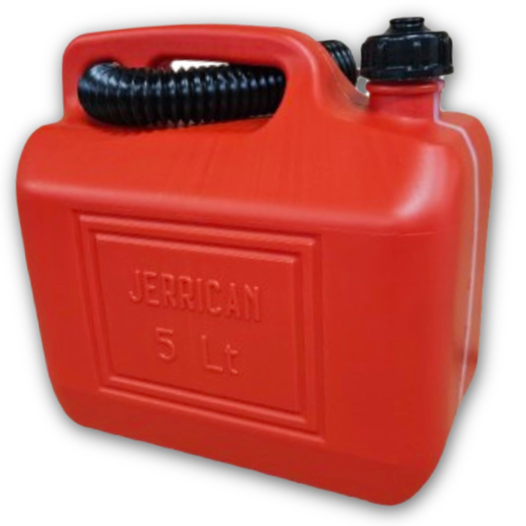 Bricoloco Caraffa per benzina e liquidi 5, 10 o 20 litri - Fabbricazione europea certificata e omologata - Serbatoio tanica carburante rosso - Polietilene alta densità (5 litri (2 pz.)