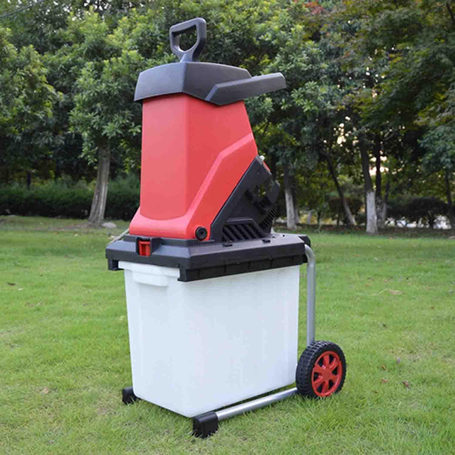 電動木材チッパー、2500Wガーデンシュレッダー220Vハイパワー大容量ガーデンシュレッダー、木の枝葉用マルチャー、回収ボックス50