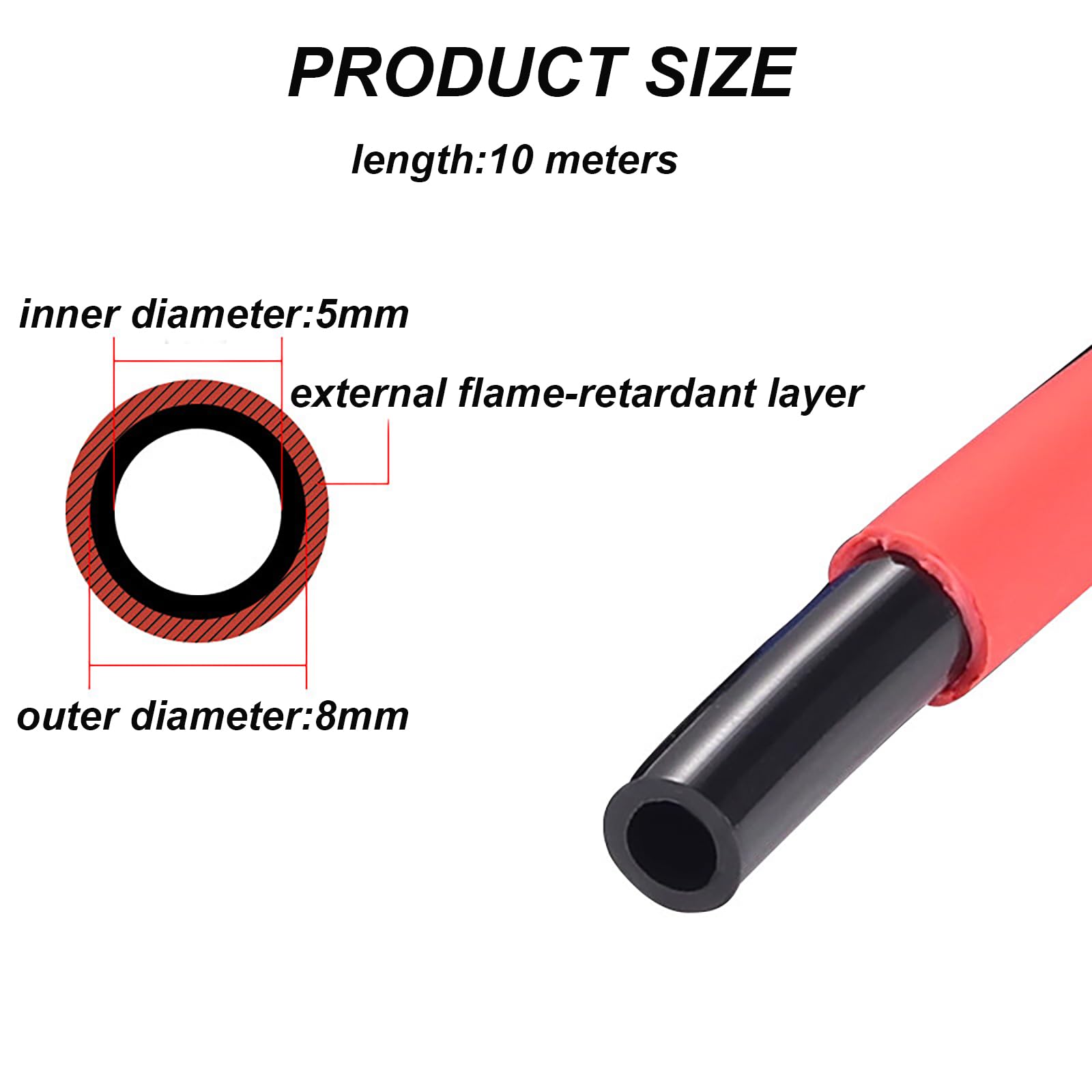 COYOUCO Tubo ignifugo a Doppio Strato PU 10M ID 5MM×OD 8MM | Alta flessibilità, resistente all'usura, eccellente elasticità, design leggero, ampia applicazione