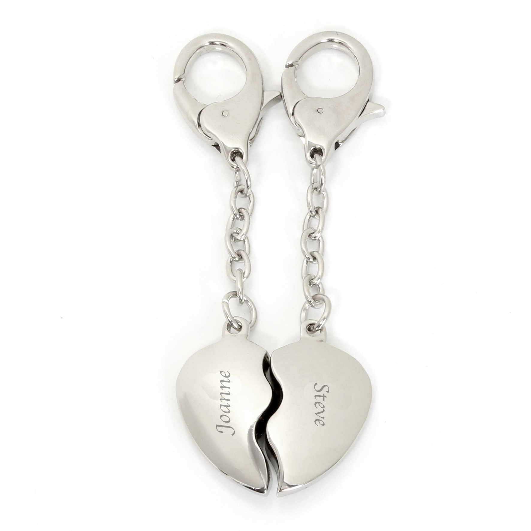 County Engraving Silver Personalised Valentines Joining Heart Keyring Romantic Gift Engraved