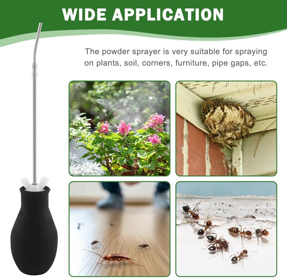Diatomaceous Earth Powder Duster,9" to 22" Retractable Garden Duster Applicator Dispenser with Long Metal Tube,Bulb Duster Sprayer for Home Gardening Agricultural Supply(Black+Green+Blue)