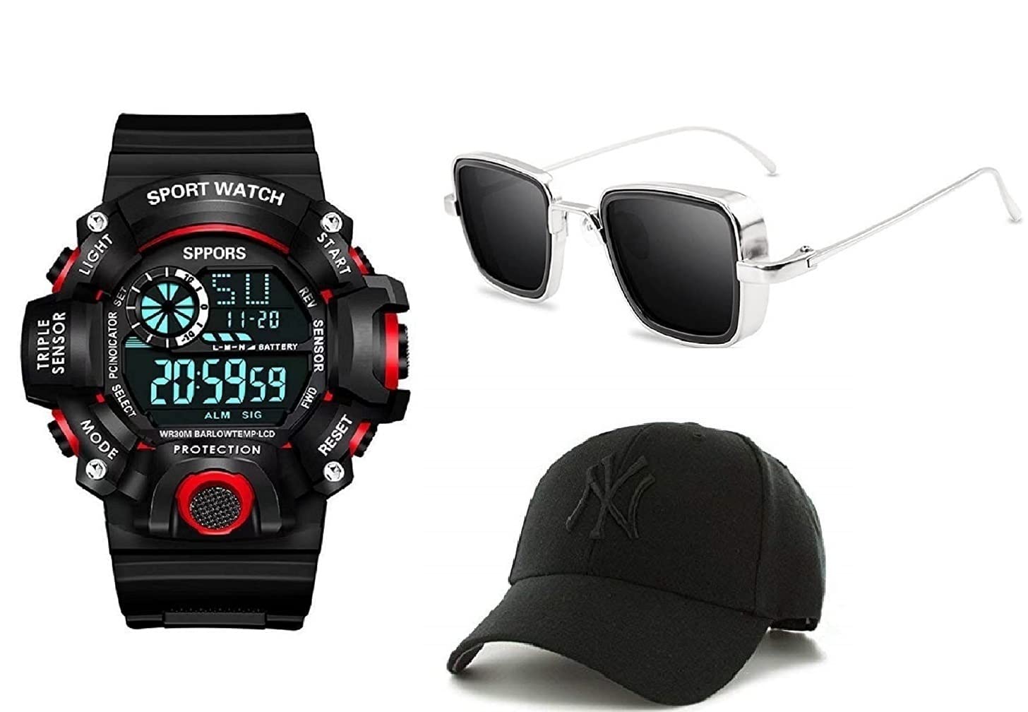 SELLORIA Digital Boys Watch (Black Dial, Multicolored Colour Combo Sunglass with Hiphop Black Cap [9-35 Years] (B09JGK42BD) Amazon Price History, Amazon Price Tracker