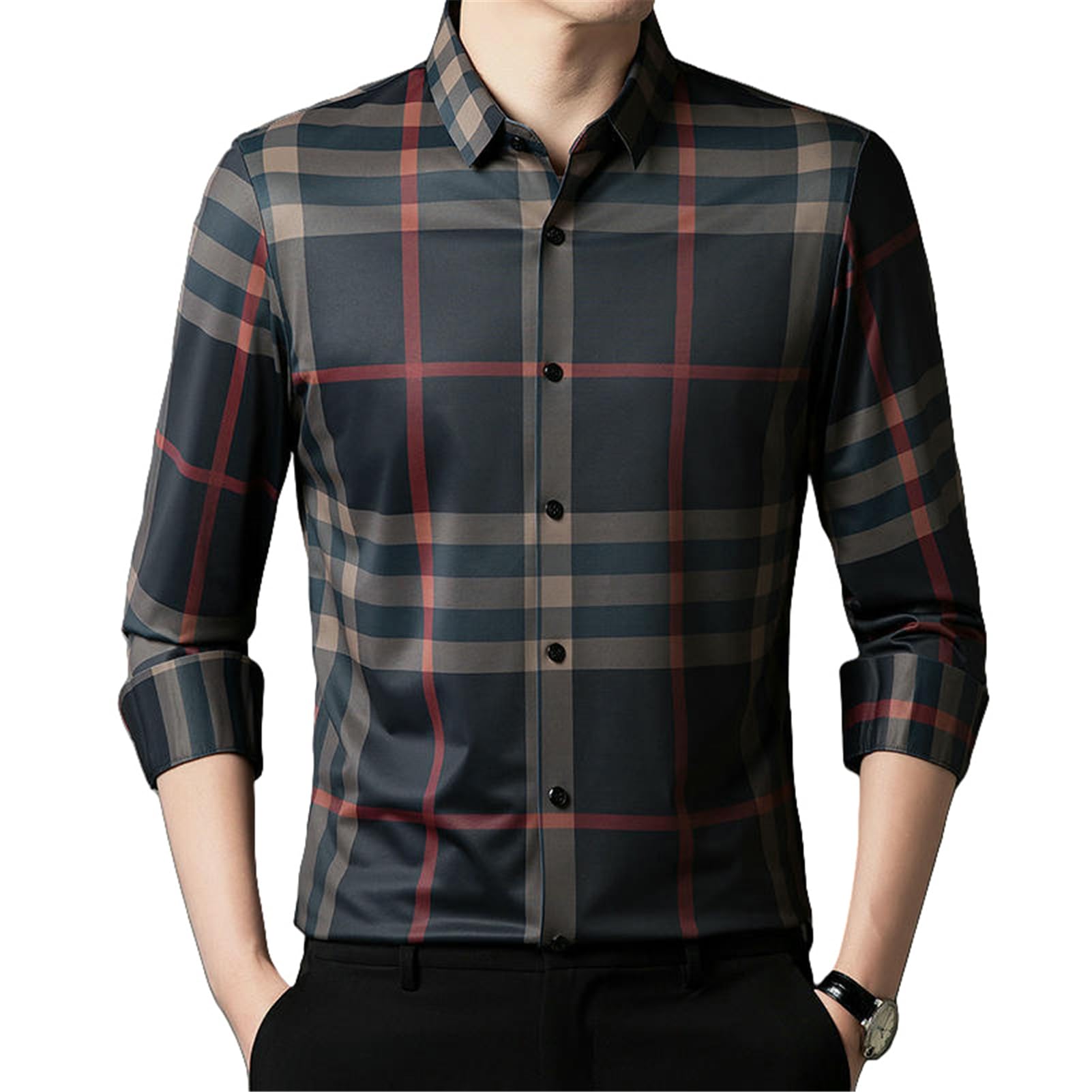 Camisa transpirable de algodón con botones estilo coreano 7