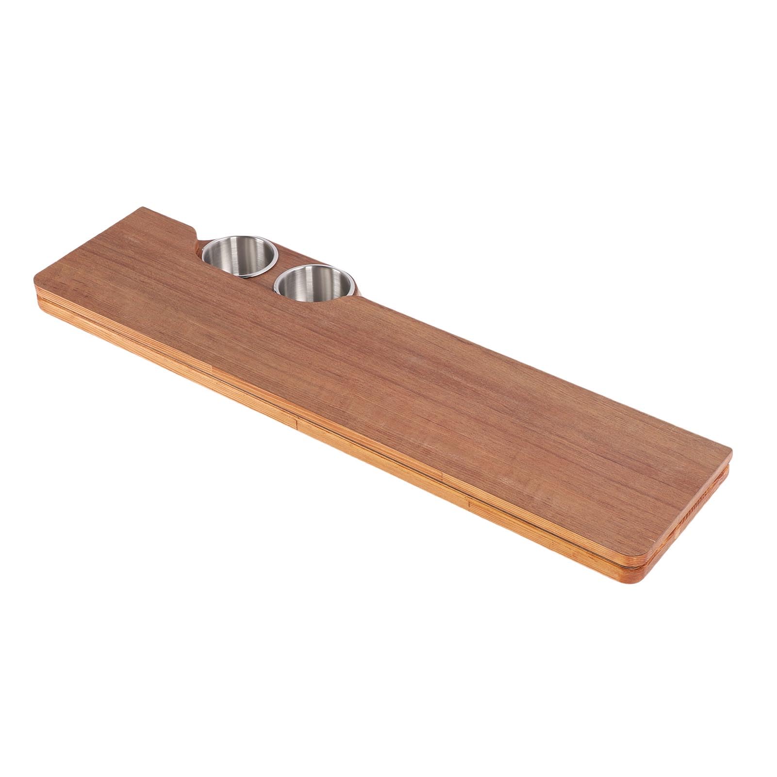 Piano Tavolo per Barca RV, Piano di Lavoro Pieghevole in Legno Massello da 31,49x15,74 Pollici con 2 Portabicchieri in Acciaio Inossidabile, per Yacht (Marrone (595x580 mm/23,43x22,83