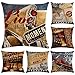 Hodeacc 6 Pezzi federe per Cuscini Modello Film Vintage, Fodere per Cuscini Cinema Cinema federe per Cuscino Decorativo per Divano Poltrona Letto, 18 x 18 Pollici, Solo Custodia