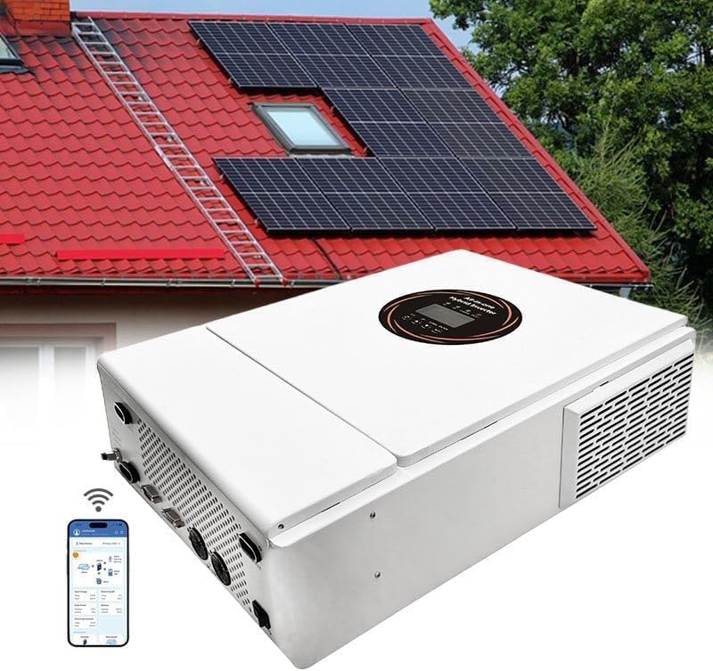 5500W Solar Inverter 48V to 110V/120V/220V/240V, 5.5kW Off-Grid Hybrid Inverter w/ 120A MPPT Charge Controller Built-in, Pure Sine Wave Inverter for 48V Lead-Acid and Lithium Battery (5500W,110V/120V)