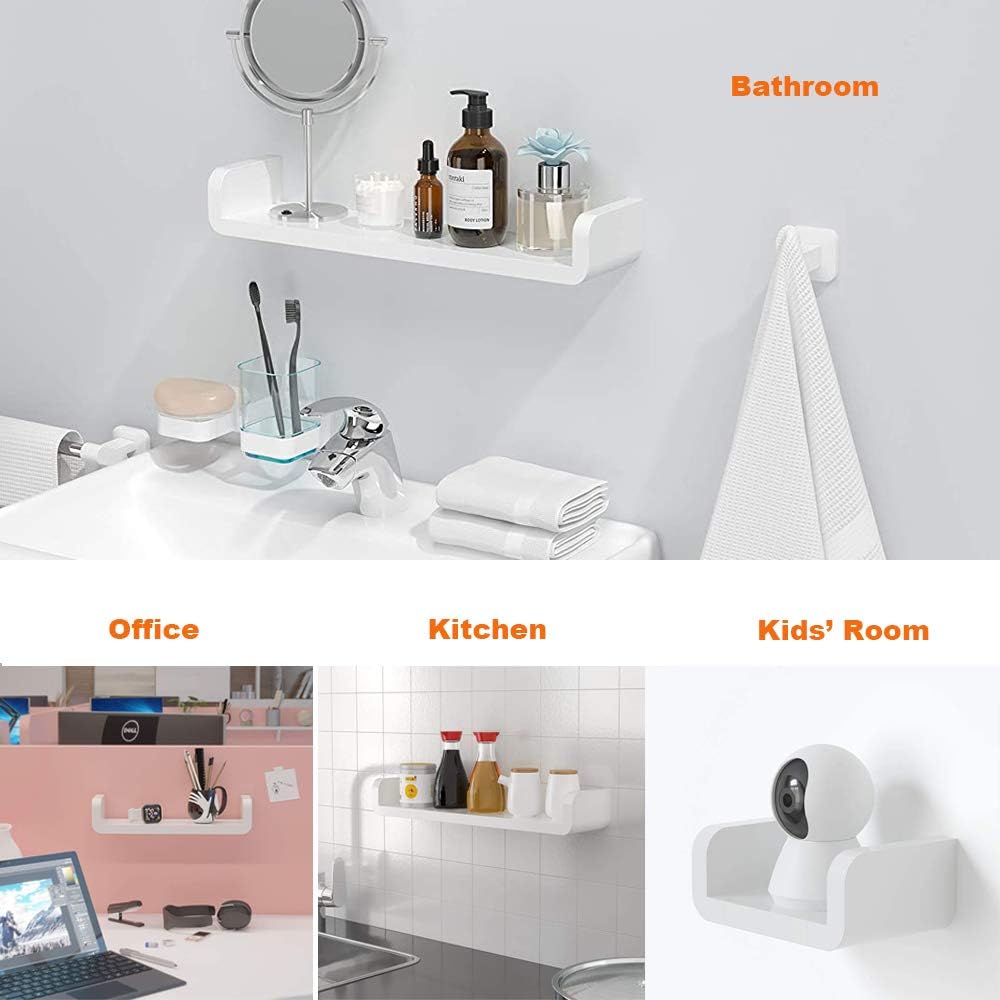 LAIGOO Adhesive Floating Shelves Non-Drilling, Set of 3, Display Picture Ledge Shelf U Bathroom Shelf Organizer for Home/Wall Decor/Kitchen/Bathroom Storage(S+M+L)