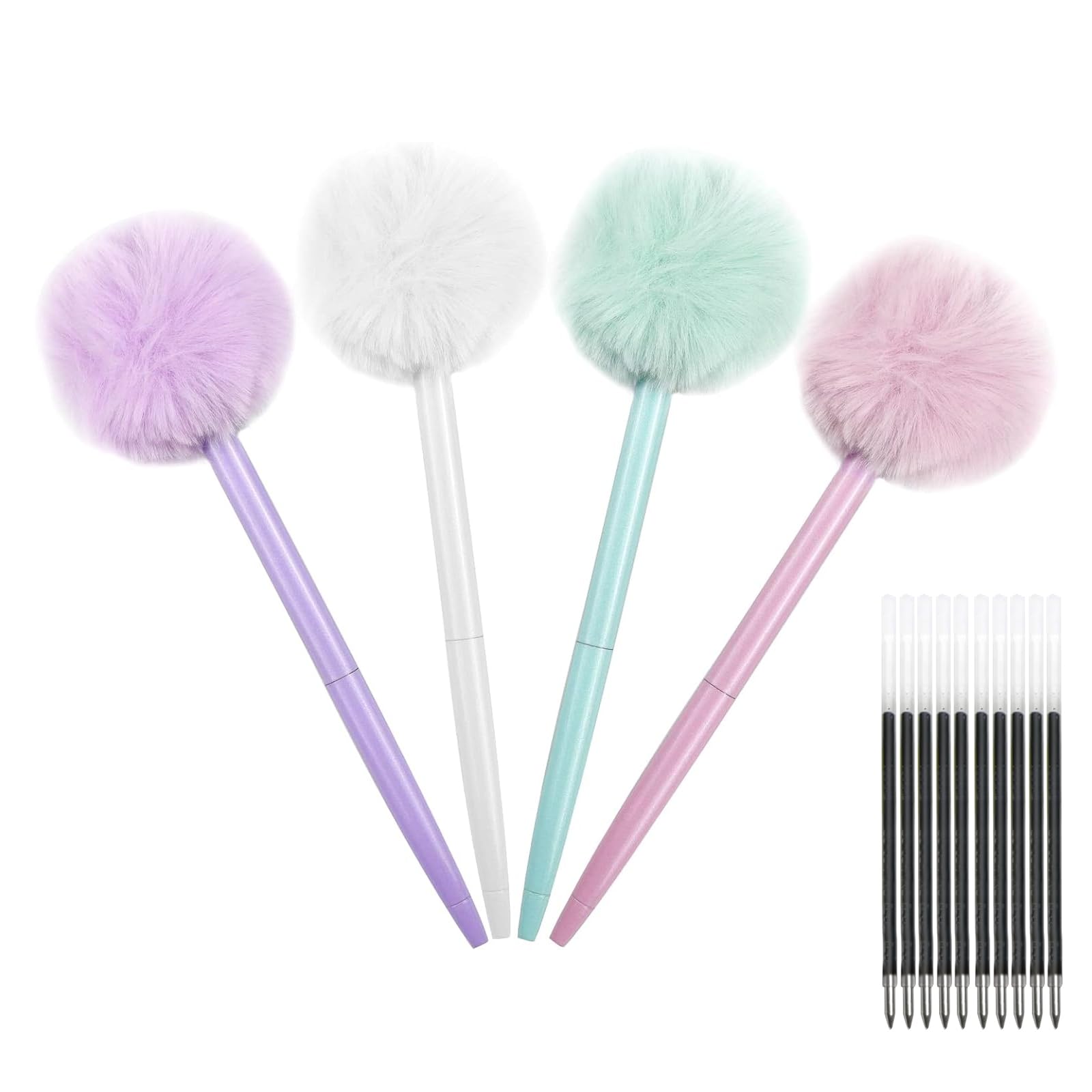 parallelower 4 Piezas Bolígrafos De Gel Kawaii 1.0mm Rollerball Pluma Linda Lindos Bolígrafos Pluma Estilografica Peluche Para Oficina Escuela Papelería Viene con 10 recambios